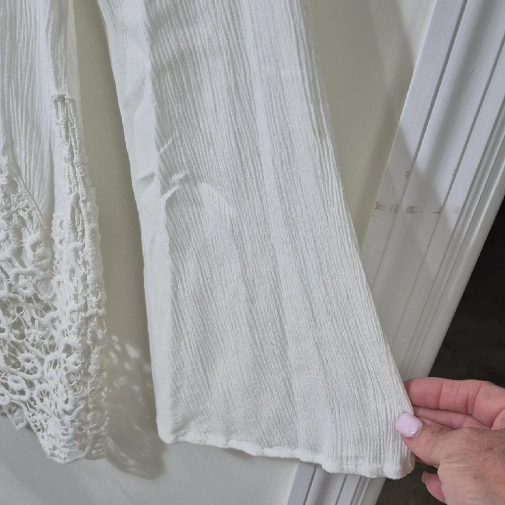 Cato Womens XL Cream Lace Trim Blouse With Flowing Sleeves - Picture 3 of 14